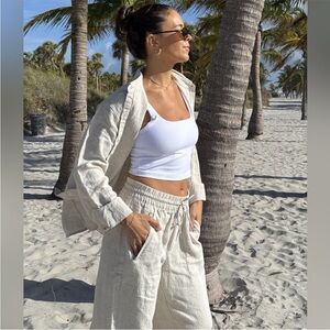 Athleta Undyed Retreat 100% Linen Shirt Size Small